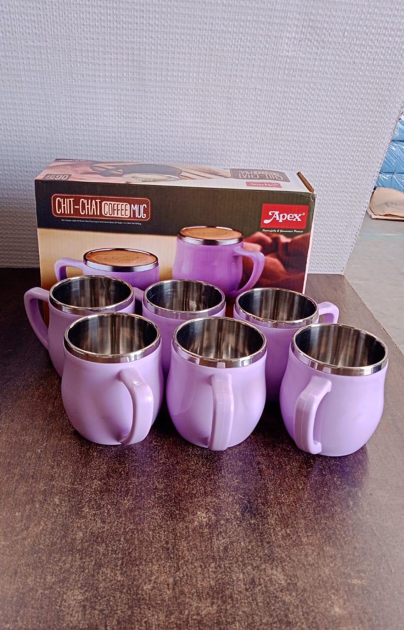 Double Wall Stainless Steel Mug Set β Insulated 6-Pc 200ml