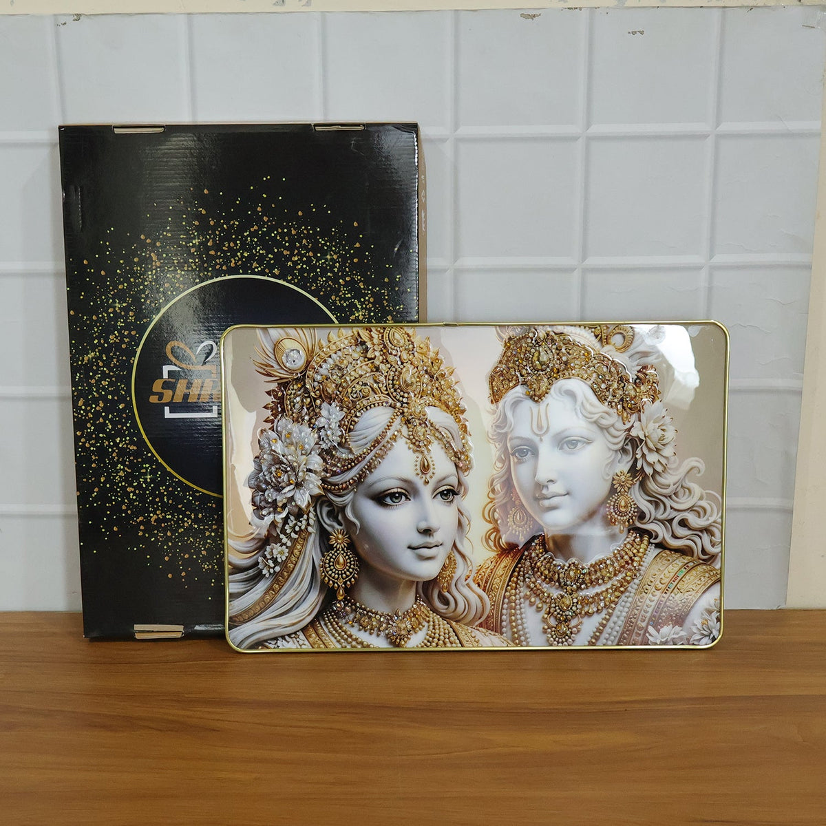 Radha Krishna Wall Art β Golden Finish Decor for Spiritual Spaces