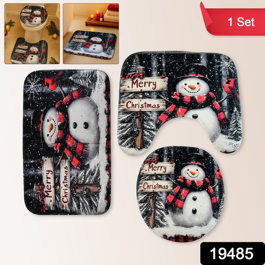 Soft microfiber bath mat with snowman design perfect for winter bathroom dΓ©cor
